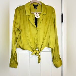 Rachel Zoe Lime Green Tie-Front Blouse
